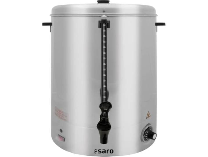 SARO Glühweinkocher/Heißwasserspender – 40 L – Edelstahl – Sicherheitszapfhahn – Temperatur 30–110 °C – 2,4 kW – Modell HOT DRINK MAXI