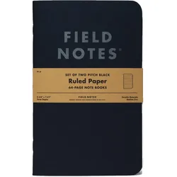 Field Notes, Heft + Block, Pitch Black Edition 2er Pack (Liniert)