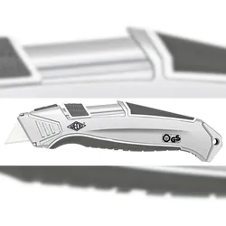WEDO 79825 Safety Cutter CERA-Safeline Alu, Keramik Klingen, Aluminium Gehäuse, Autom. Klingenrückzug, integriertes Magazin, TÜV/GS-GEPRÜFT
