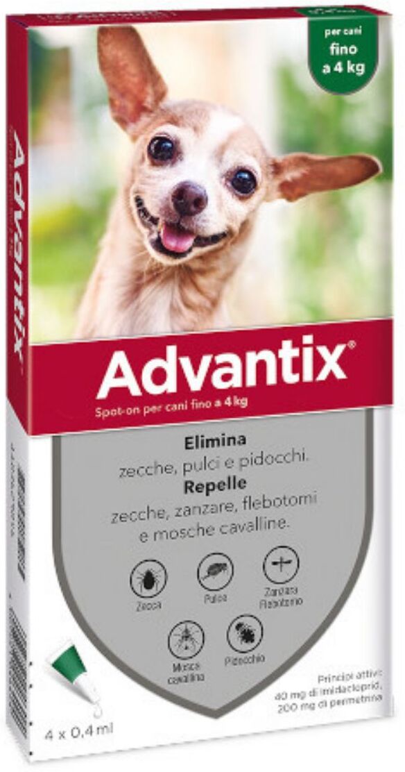 Advantix Spot-On Antiparassitario per Cani 4 Pipette Fino a 4kg