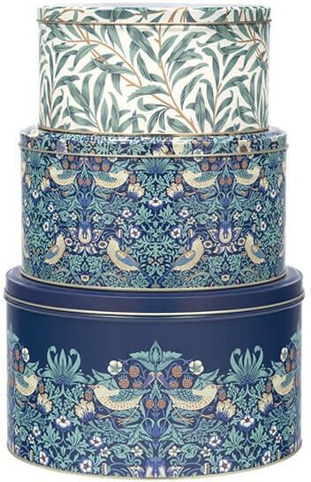 William Morris Arts & Crafts Strawberry Thief Set of 3 Round Cake Tins