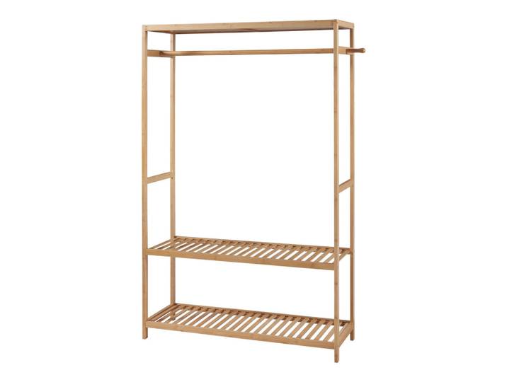 [en.casa] Garderobenständer Herøy, Naturfarben, Naturmaterialien, Bambus, 100x165x35 cm, Garderobe, Garderobenständer