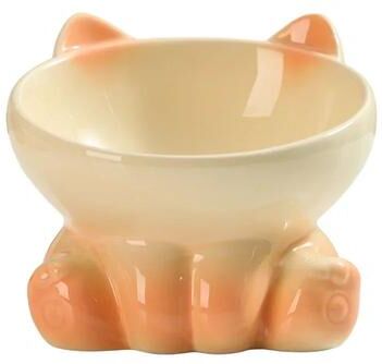 Uplift Treasures Elevated Ceramic Cat Food And Water Bowl gradient Peach