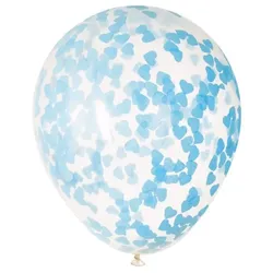 5 Luftballons mit Konfetti Herzen hellblau