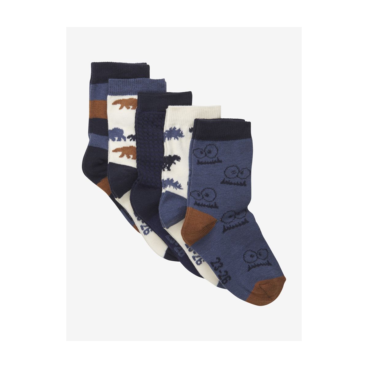 Minymo Socks w. Pattern (5-pack) total eclipse (870) 27\30 6022-870-27\30