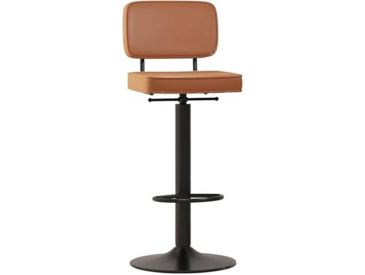 DZYHFCO Barhocker mit drehbarer Höhe aus Samt, nordischer gepolsterter Rückenlehne, Esszimmerstuhl, Kücheninsel-Barhocker, hoher Hocker, Braun-PU, 45–60 cm