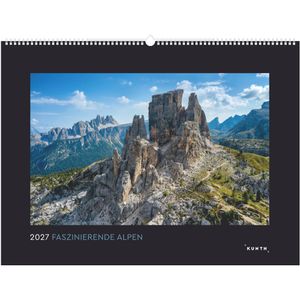 Kunth Bildkalender 761540, Faszinierende Alpen, Jahr 2027, Motiv: Landschaftsbilder, Spiralkalender 60 x 45cm