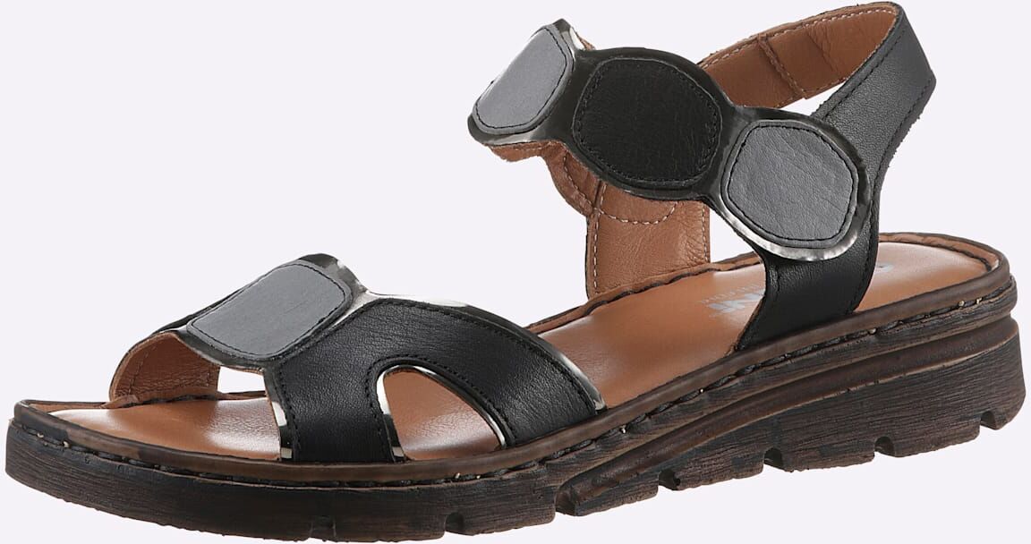 Sandale GEMINI, Damen, Gr. 39, schwarz, Glattleder, Schuhe Sandale schwarz 39