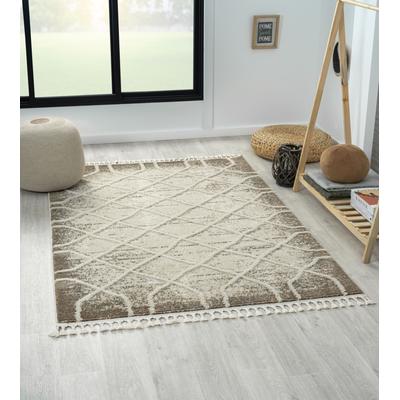 Teppich "Enya 1, LAGERRÄUMUNG", beige (hellbeige, hellgrau), B:140cm H:15mm L:200cm, Polyester, MYFLAIR MÖBEL & ACCESSOIRES, Teppiche, Teppich, Shaggy im Skandi Look, Hoch-Tief Effekt, leicht glänzend