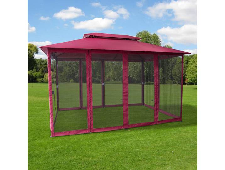 Moskitonetz-Wand für Comfort Gartenpavillon bordeaux, Laschen