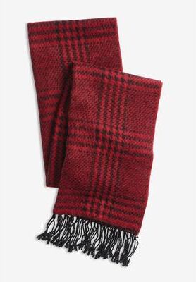 Women's Long Scarf by Accessories For All in Classic Red Black Houndstooth