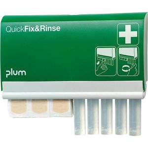 Plum Pflasterspender QuickFix & Rinse Wandmontage, 45 Strips elastisch, 5 Augenspülampullen