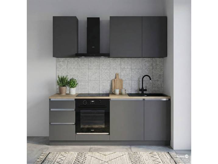 Küchenzeile Karpaty 210 cm 210 x 226 x 57cm Grau/Anthrazit