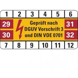 König Werbeanlagen Dreifke® Prüfplakette geprüft nach DGUV Vorschrift 3 und DIN - 50x25 mm Folie selbstklebend