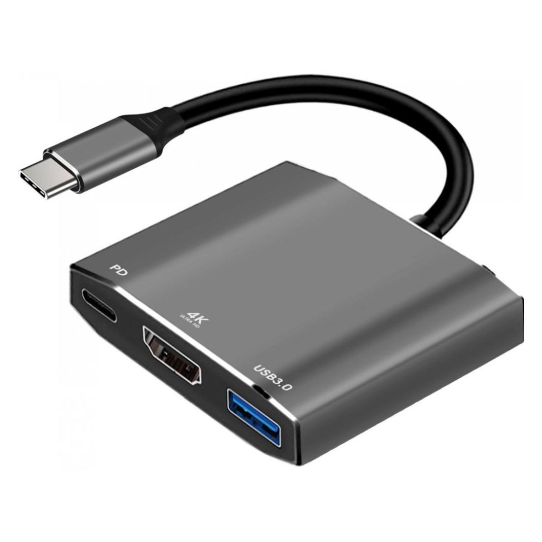 Art Other Computer Accessory Adapter HUB 3in1 USB C OEM-C17 silver (USB-C, 4 Ports) (OEM-C17)