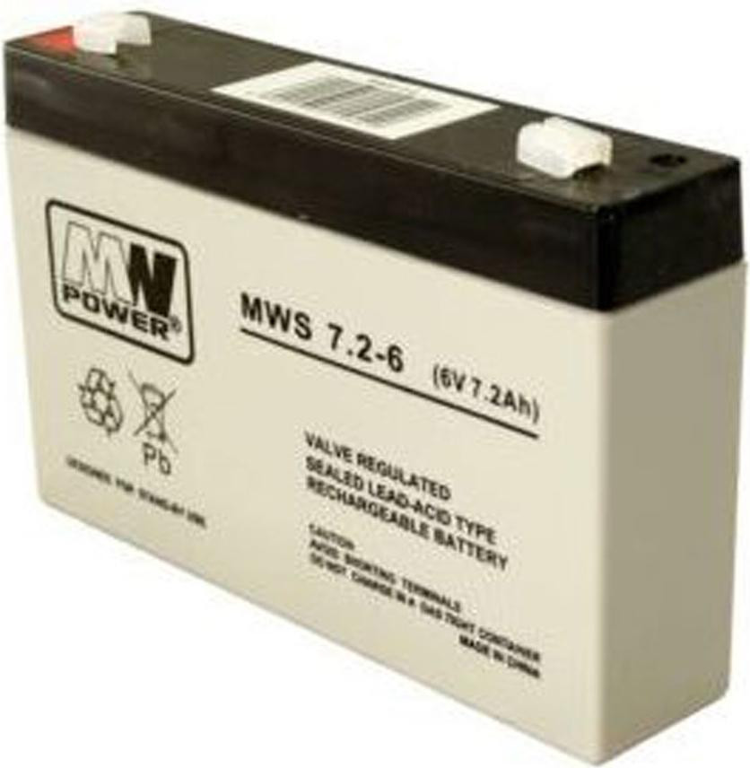 MW Power MWS 7.2-6 verzegelde loodaccu VRLA, 6 V, 7,2 Ah, zwart/wit