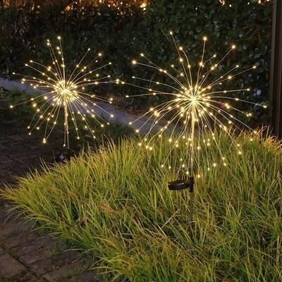 Uplift Picks Solar Firework Dandelion Lights For Sparkling Garden Patio Christmas Outdoor Decor firework 3 Pcs