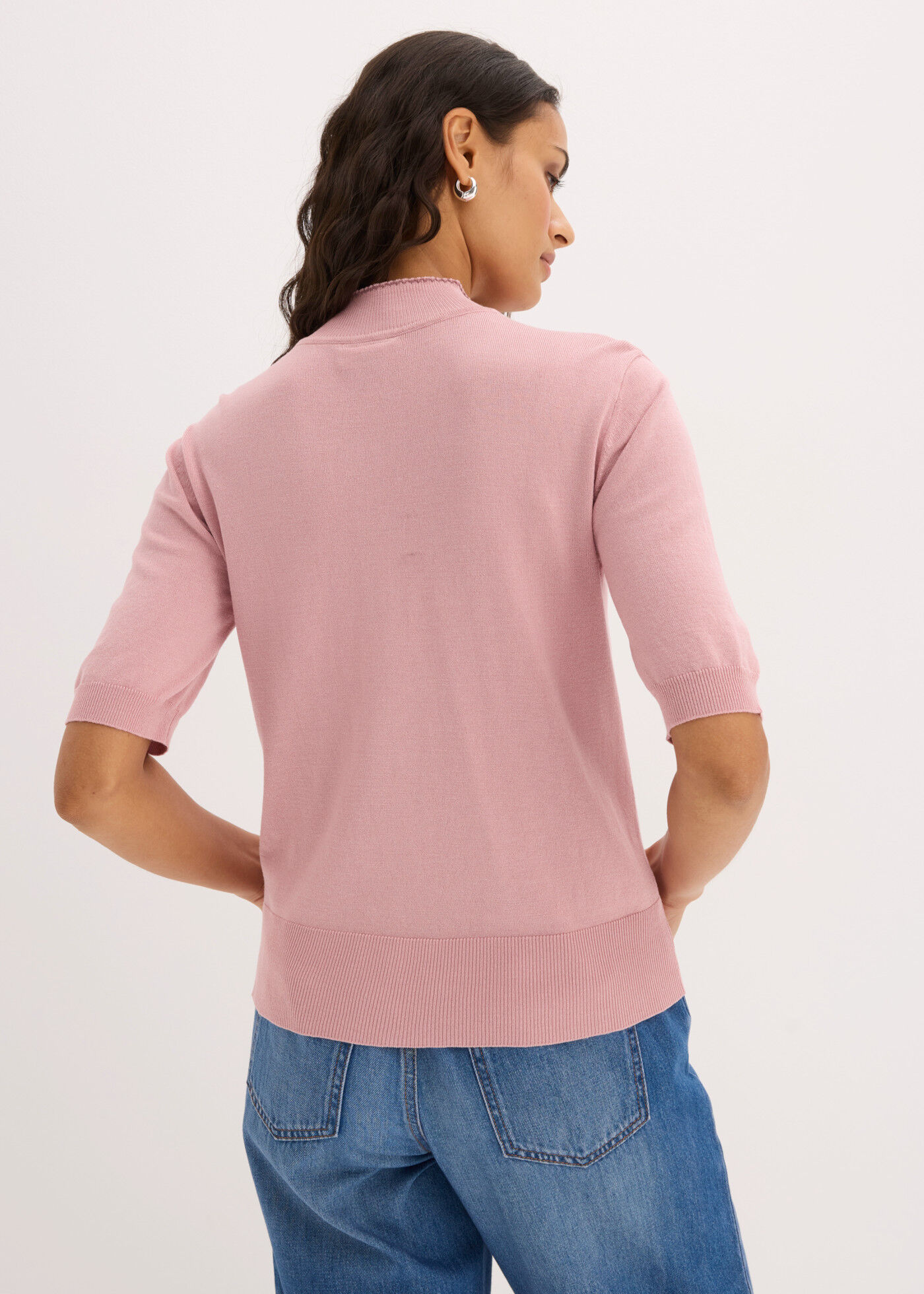 Strickpullover BONPRIX, Damen, Gr. 52/54 (XXL), rosa (aschrosa), Obermaterial: 80% Viskose, 20% Polyamid, schmal, Pullover Strickpullover, mit Schluppe, Halbarm, schmale Passform aschrosa 52/54 (XXL)