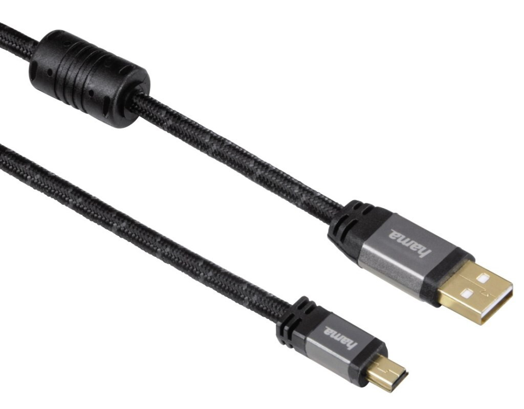 Hama Mini-USB 2.0 kabel, 1,8 meter, met 24 karaats vergulde connectoren en ferrietkern