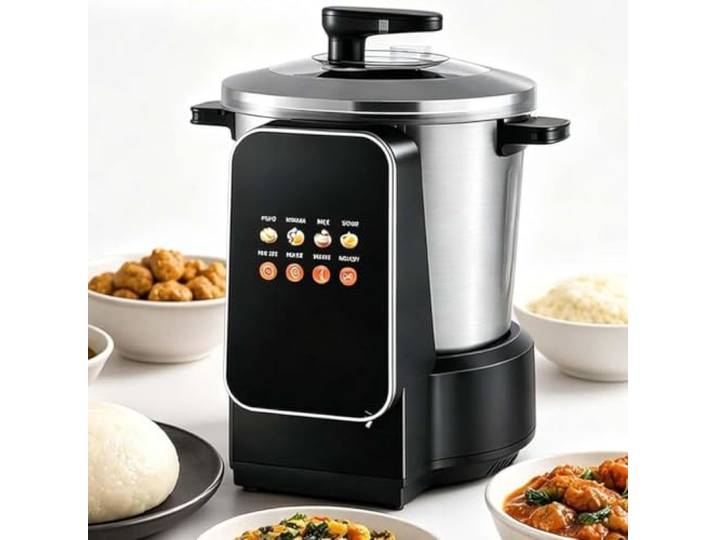 Elektrische Pounded Yam Maschine 900w Antihaft Fufu KüChengeräT Lebensmittelechter Edelstahl,Vollautomatischer Kochvorgang,FüR 5-6 Personen FüR Traditionelle Afrikanische Mahlzeiten