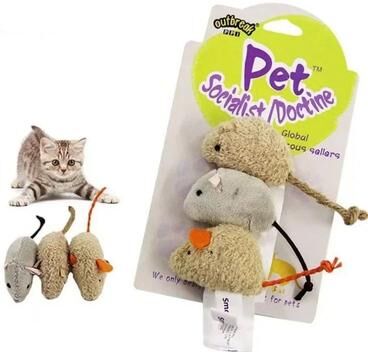 Inspire Essentials Plush Mouse Cat Toy Set For Interactive Hunting Play Plush Mouse Cat Toy Set For Interactive Hunting Play