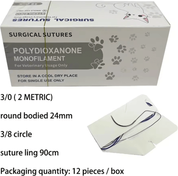 Inspire Picks Veterinary Absorbable PGA Suture Thread With Needle For Pet Surgical Training pga 3 0round Bodied