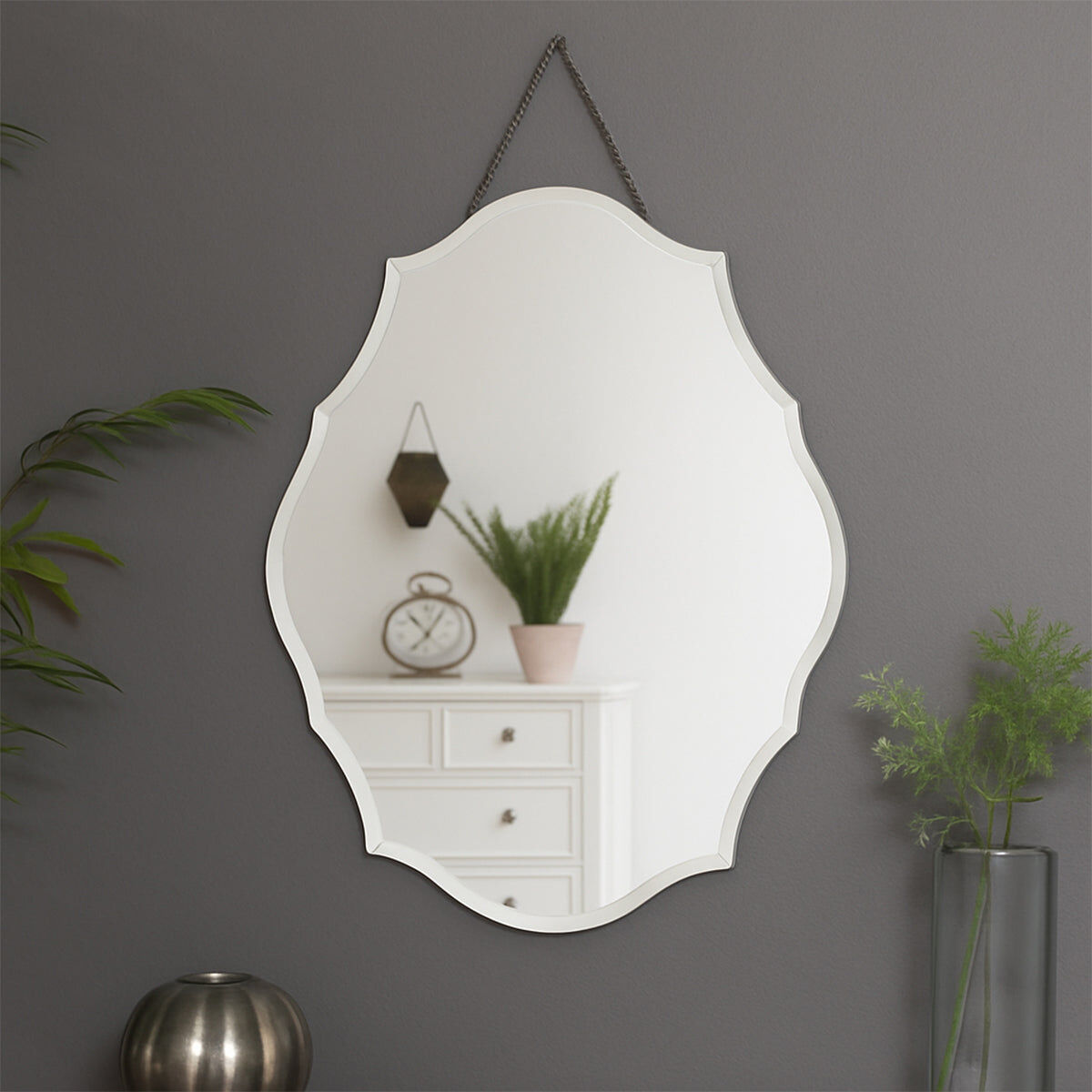Ornate Frameless Bevelled Wall Mirror Material: Mirrors