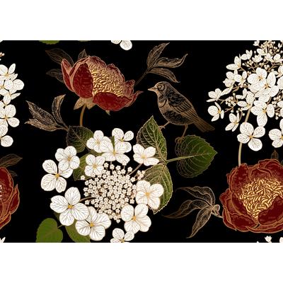 Papermoon "BLUMEN ABSTRAKT-MUSTER DESIGN VOGEL BLUMEN DECOR RETRO"