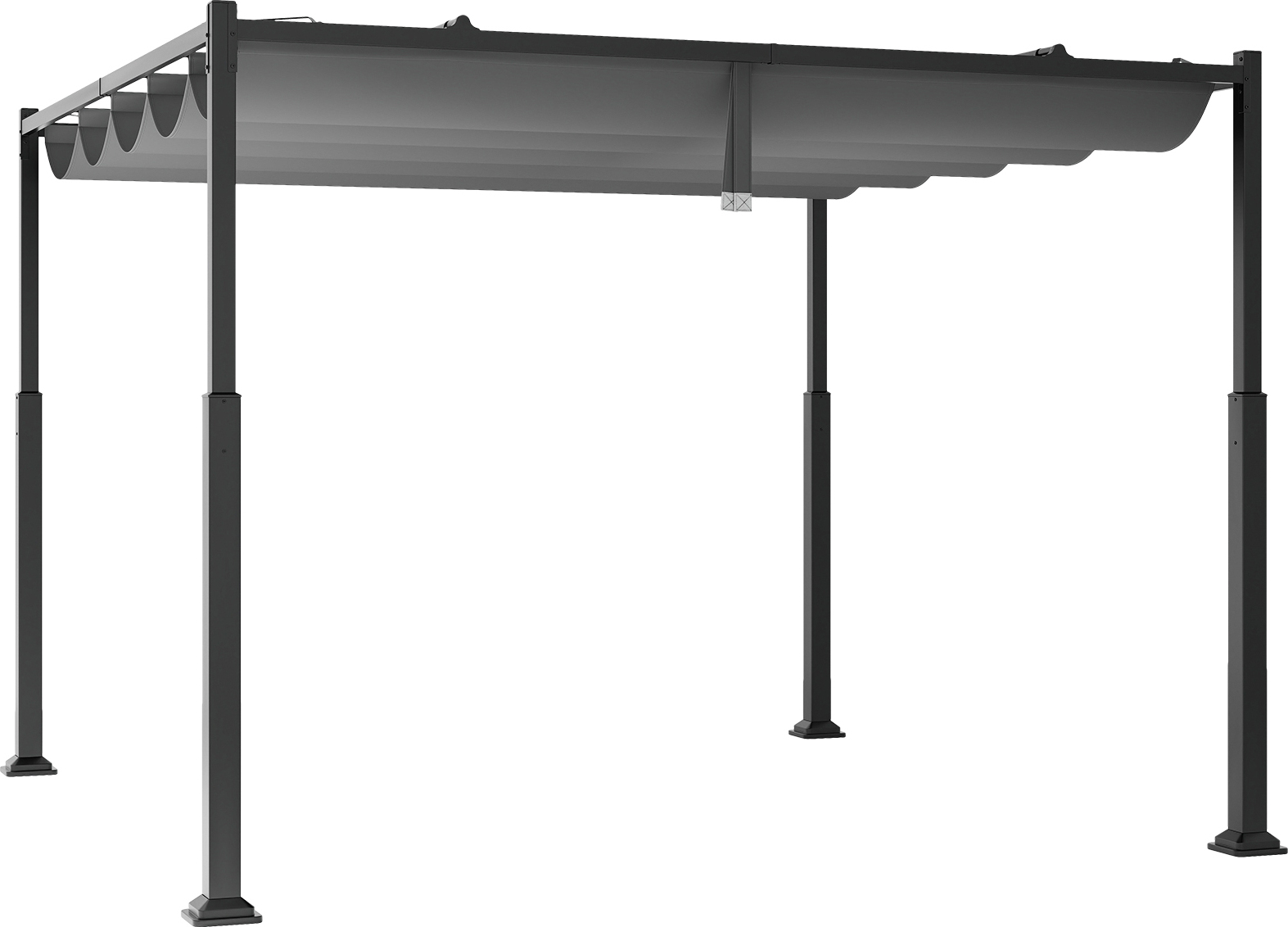 COSTWAY Pergola mit Schiebedach, 3,1x3,1m Pavillon wasserdicht stabil winterfest, Gartenpavillon mit robusten Metallsäulen