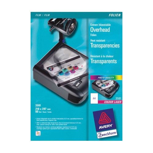 AVERY Zweckform OHP-Folien, A4, klar, extrem hitzestabil 50