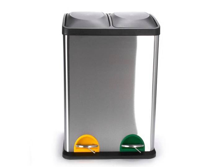 Treteimer, Silberfarben, Kunststoff, 40 l, 34x60x40 cm, Haushalt & Reinigung, Reinigung, Eimer & Abfallsysteme