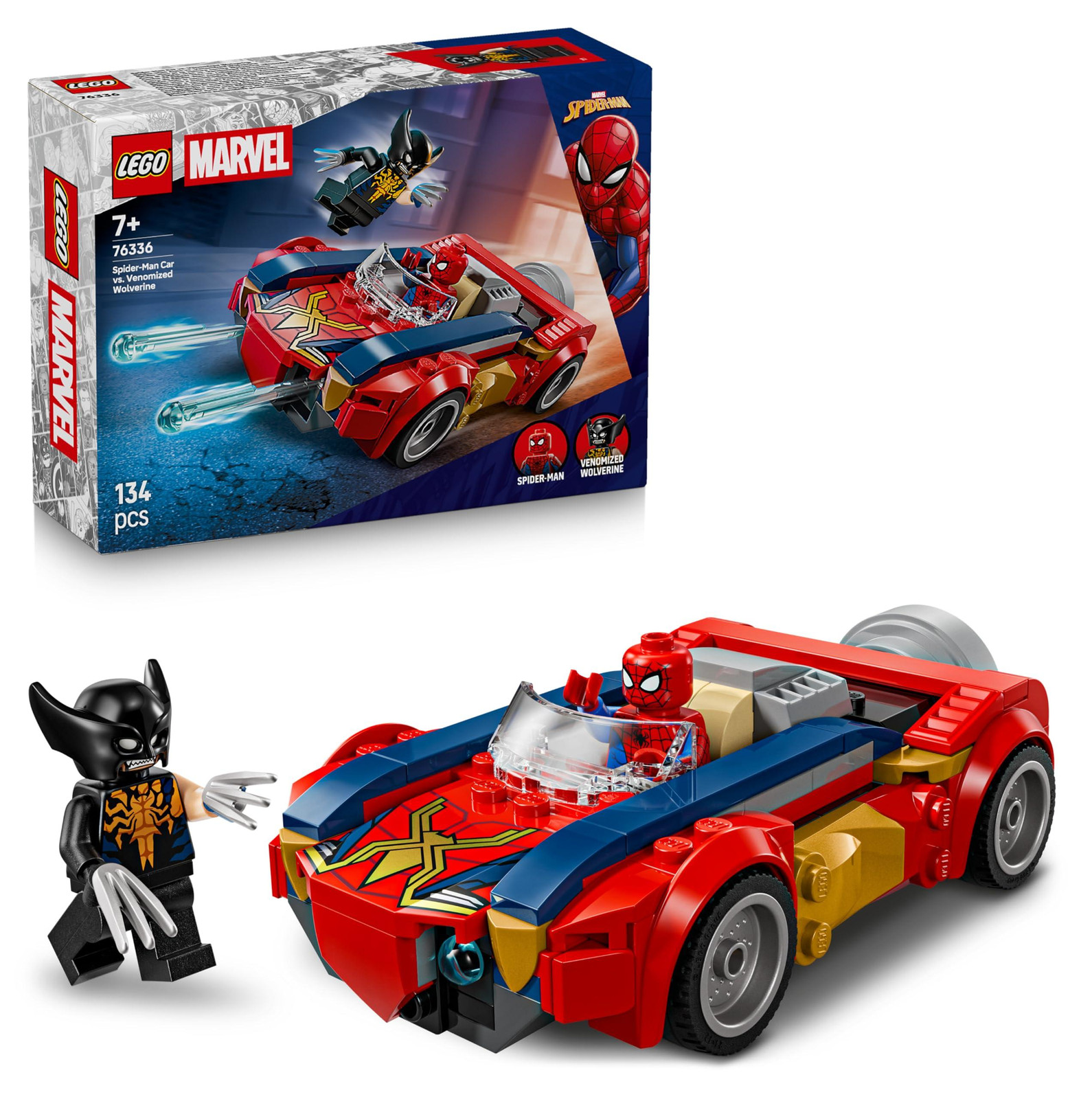 LEGO Marvel Spider-Man in de auto vs. Vergiftigde Wolverine 76336