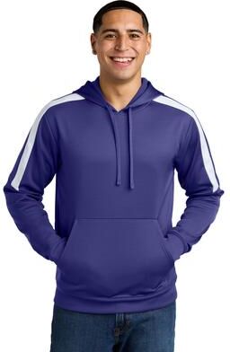 Sport-Tek ST255 Sport-Wick Fleece United Pullover Hoodie in Purple/White size XS   Polyester