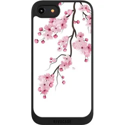Nivocase Handyhülle für Apple iPhone 8 Hülle NIVOpure Case Schwarz Asien Japan Kirschblüten (Apple iPhone 8), Smartphone Hülle, Schwarz