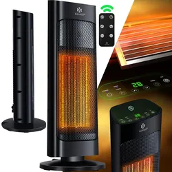 KESSER® Heizlüfter mit Fernbedienung energiesparend leise 2000W Keramik Heizstrahler Standheizstrahler 15-30°C - Schnellheizer mit 80° Oszillationsfunktion 24h Timer  Heizung Turmheizstrahler