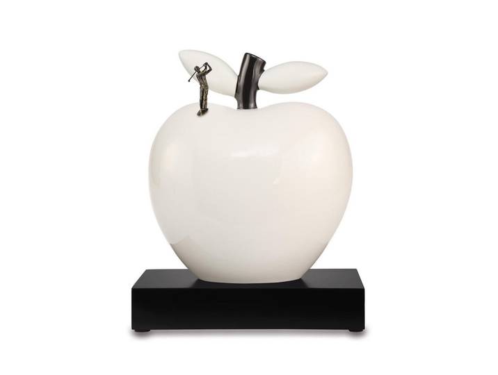 Goebel Deko-Objekt Apfel HOLE IN ONE Studio 8 Art & Apple weiß 28 cm, Weiß, Keramik, 14x28x24.5 cm, Dekoration, Dekofiguren & Skulpturen, Dekoobjekte