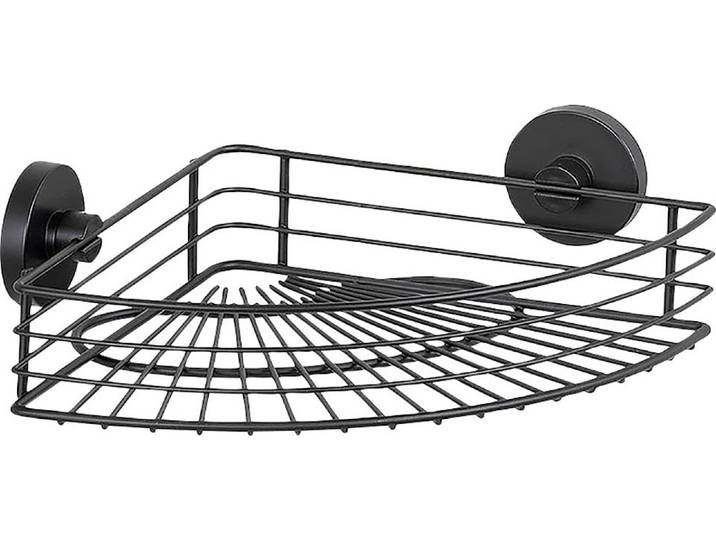 Duschablage WENKO Vacuum-Loc , schwarz, B:22,5cm H:9cm T:35cm, Stahl, Regale, Duschablage, 1 Etage