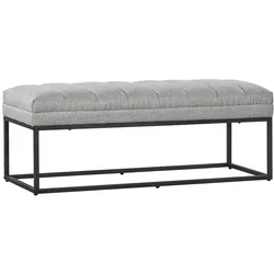 MODFU Sitzbank Polsterbank Leinenoptik Hellgrau 44x120x46 cm mit getuftetem Bezug, Stahlbeine pulverbeschichtet, bis 200 kg belastbar