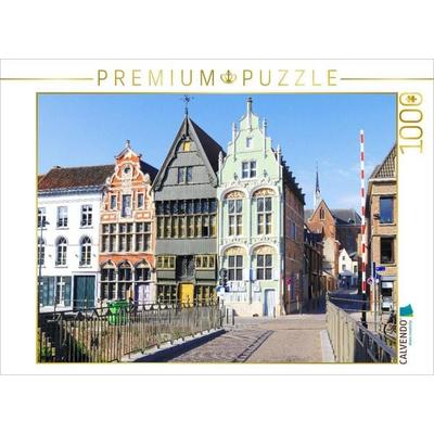 CALVENDO Puzzle St.-Josefs-Haus, Teufels- und Paradies-Haus an der Kranbrücke im belgischen Mecheln | 1000 Teile Lege-Größe 64x48cm Foto-Puzzle für
