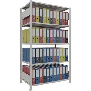 Schulte Aktenregal MULTIplus150, 36037, aus Metall, 4 Ordnerhöhen, 100 x 180 x 60 cm (B/H/T), lichtgrau