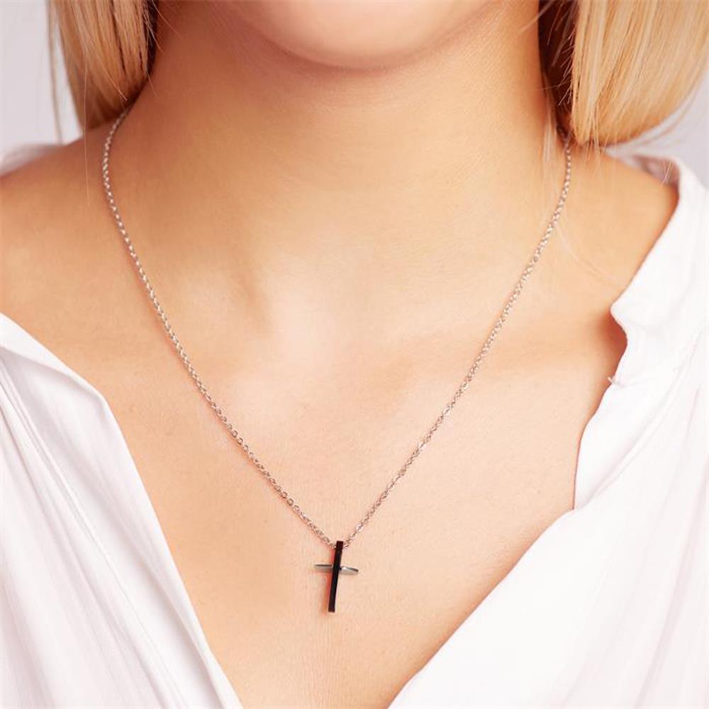 Unique Kette Kreuz aus Edelstahl silber