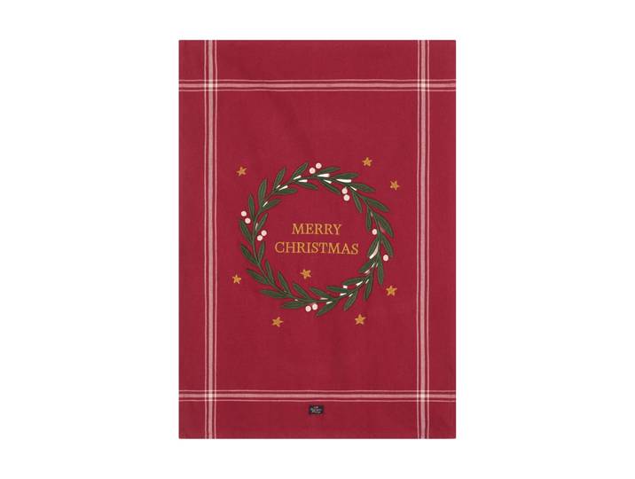 Lexington Torchon Merry Christmas Org Cotton 50x70 cm Red-Light beige