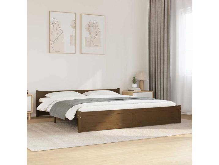 vidaXL Massivholzbett Honigbraun 200x200 cm
