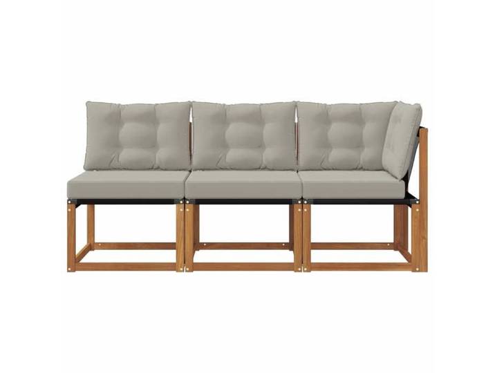 Canapé d'extérieur milieu et coin avec coussin 3 Pièce Naturel_2 ans garantie_42245