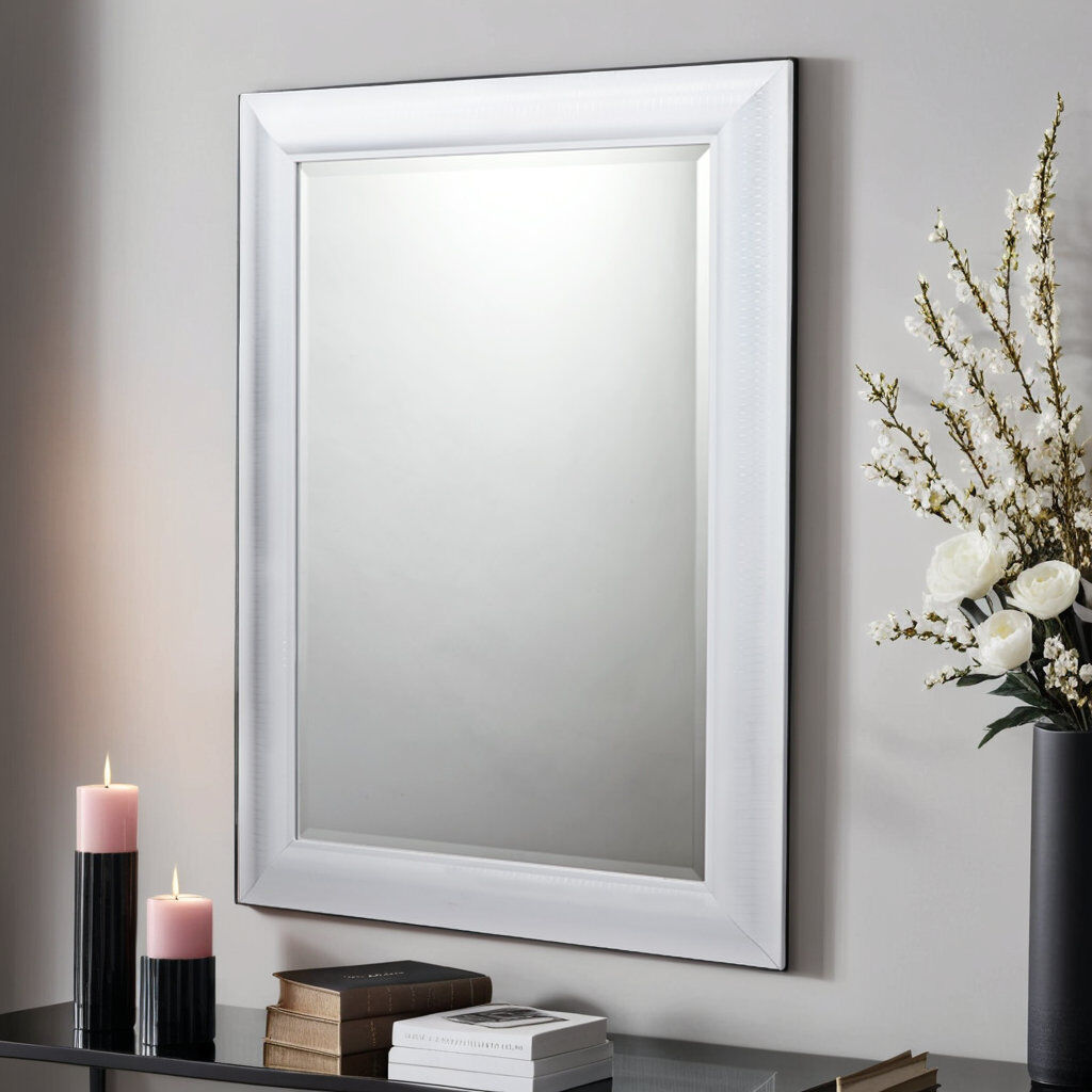 Etta Avenue Abbeyville Framed Wall Mounted Accent Mirror White 130.5cm H x 77cm W