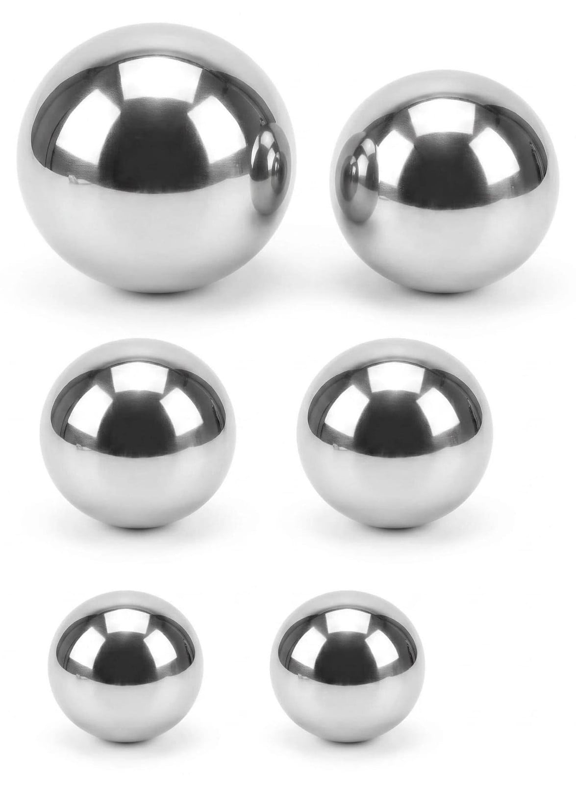 Merkloze set van 6 RVS tuinballen met spiegelglans voor decoratie