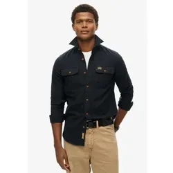 Superdry für Herren. M4010723A Flanell-Arbeitshemd schwarz (M), Lässig, Langarm, Bio-Baumwolle, Nachhaltig