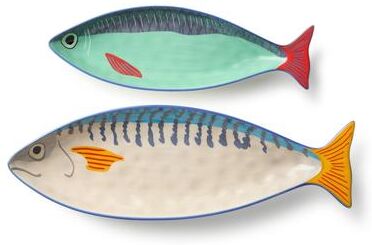 "Certified International Something Fishy 2 Piece 3-D Fish Platter Set - 17.00""L x 5.75""W x 1.50""H"