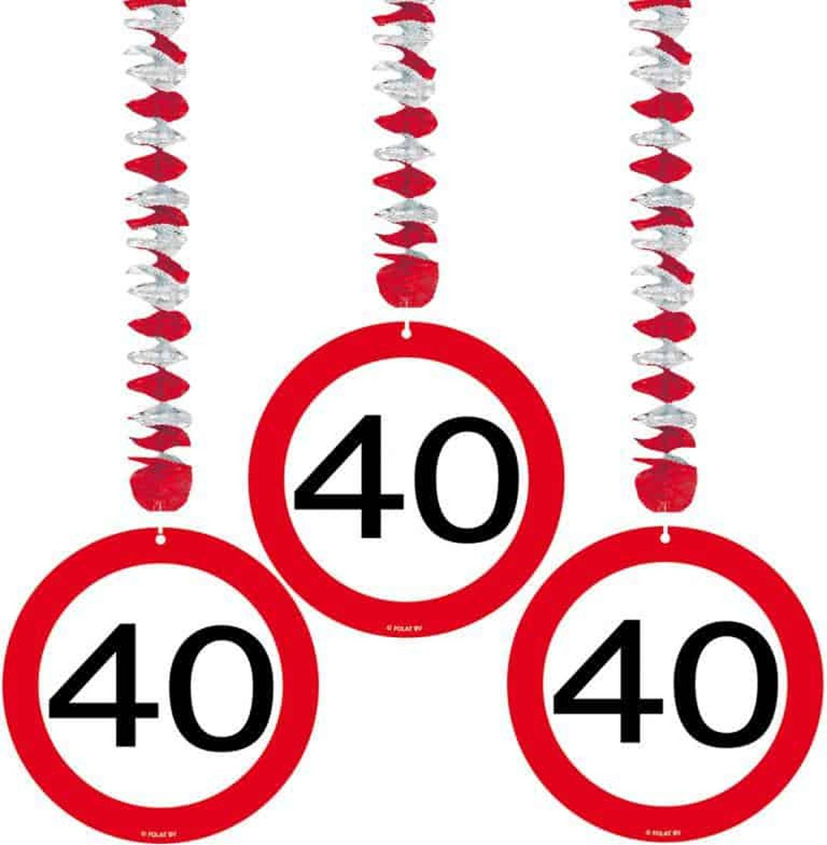 Set van 3 Verkeersbord Hangdecoraties voor een 40e Verjaardag