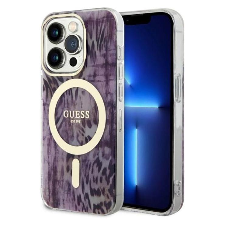 Guess GUHMP14LHLEOPWP iPhone 14 Pro 6.1" pink/pink hardcase Leopard MagSafe (Apple iPhone 14 Pro) (GUE002769-0)